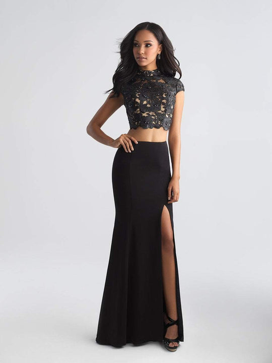 Madison James - Two Piece High Neck Evening Gown 18-655 in Black