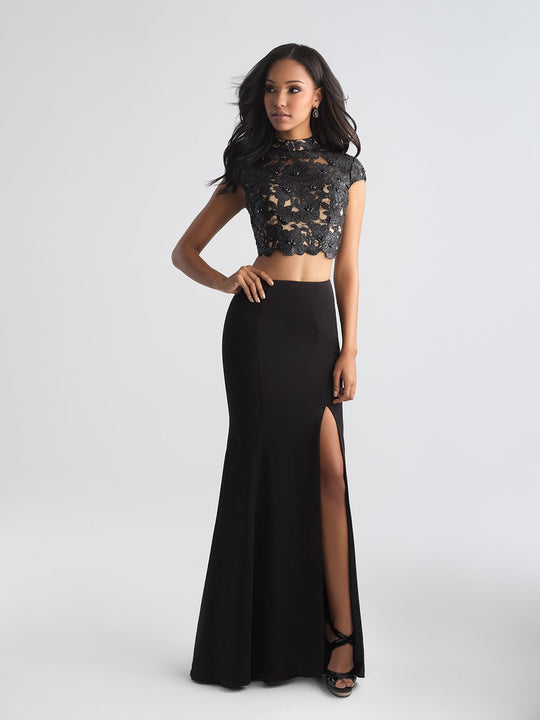 Madison James - 18-655 Two Piece High Neck Evening Gown In Black