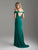 Madison James - 18-656 Beaded Cold Shoulder Slit Dress In Green