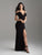 Madison James - 18-656 Beaded Cold Shoulder Slit Dress In Black