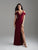Madison James - 18-656 Beaded Cold Shoulder Slit Dress In Red