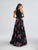 Madison James - 18-658 Beaded Halter Neck Floral A-line Gown In Black