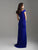 Madison James - 18-662 Folded Off Shoulder Fitted Evening Dress In Blue