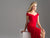 Madison James - 18-662 Folded Off Shoulder Fitted Evening Dress In Red
