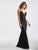 Madison James - 18-663 Lace Illusion Bateau Sheath Dress In Black