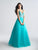 Madison James - 18-668 Sheer Beaded Lace A-Line Evening Dress In Blue