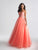 Madison James - 18-668 Sheer Beaded Lace A-Line Evening Dress In Pink