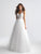 Madison James - 18-668 Sheer Beaded Lace A-Line Evening Dress In White