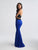 Madison James - 18-673 Lace Two Piece Sheath Dress In Blue and Black
