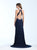 Madison James - 18-677 Sleeveless Halter Sheath Dress In Blue