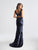 Madison James - 18-678 Two Piece Velvet and Sequined Sheath Dress In Blue