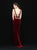 Madison James - 18-680 Deep V-neck Velvet Sheath Dress In Red