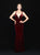 Madison James - 18-680 Deep V-neck Velvet Sheath Dress In Red