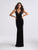 Madison James - 18-680 Deep V-neck Velvet Sheath Dress In Black