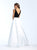 Madison James - 18-684 Velvet V-neck Mikado Ballgown In Black and White