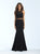Madison James - 18-688 Beaded Halter Trumpet Dress In Black