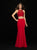 Madison James - 18-688 Beaded Halter Trumpet Dress In Red