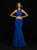 Madison James - 18-688 Beaded Halter Trumpet Dress In Blue