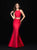 Madison James - 18-689 Embellished Halter Mermaid Dress In Red
