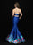 Madison James - 18-691 Halter Neck Two-Piece Mikado Mermaid Gown In Blue and Multi-Color