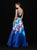 Madison James - 18-693 Deep V-neck Multi-Printed A-line Gown In Blue and Multi-Color
