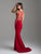 Madison James - 18-696 Embellished Deep V-neck Sheath Dress In Red