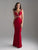 Madison James - 18-696 Embellished Deep V-neck Sheath Dress In Red