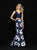 Madison James - 18-699 Two Piece Lace and Floral Print Trumpet Dress In Blue