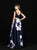 Madison James - 18-700 Two Piece Lace V-neck Floral Print Ballgown In Blue