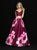 Madison James - 18-700 Two Piece Lace V-neck Floral Print Ballgown In Red
