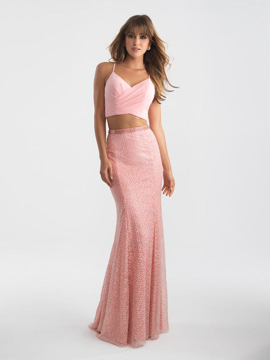 Madison James - 18-711 Two Piece V-neck Sheath Dress In Pink