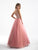 Madison James - 18-712 Embellished Illusion V-neck Ballgown In Pink