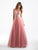 Madison James - 18-712 Embellished Illusion V-neck Ballgown In Pink