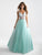 Madison James - 18-712 Embellished Illusion V-neck Ballgown In Green