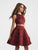 Madison James - 18-714 Two Piece Suede Jewel Neck Lace A-line Dress In Red