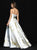 Madison James - 18-721 Metallic Print Straight Neck Ballgown In White and Gold