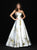 Madison James - 18-721 Metallic Print Straight Neck Ballgown In White and Gold