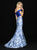 Madison James - 18-725 Two Piece Mikado Printed Mermaid Dress In Blue and White