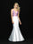 Madison James - 18-727 Deep V-neck Floral Print Mermaid Gown In Purple and White