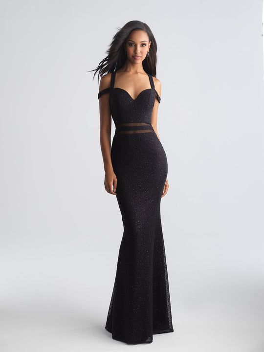 Madison James - 18-730 Strappy Sweetheart Fitted Jersey Gown In Black
