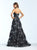 Madison James - 18-733 Strapless Floral Print Ballgown In Black