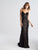 Madison James - 18-734 Sweetheart Lace and Jersey Sheath Gown In Black