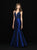 Madison James - 18-736 Embellished Deep V-neck Mikado Mermaid Dress In Blue