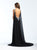 Madison James - 18-742 Embellished Deep V-neck Chiffon Gown With Cape In Black