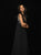 Madison James - 18-742 Embellished Deep V-neck Chiffon Gown With Cape In Black