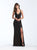 Madison James - 18-743 Plunging V-neck Sparkle Jersey Sheath Dress In Black