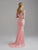 Madison James - 18-747 Off-Shoulder Embellished Sheath Gown In Pink and White