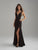 Madison James - 18-750 Deep V-neck Sparkle Jersey Sheath Dress In Black