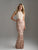 Madison James - 18-800M Cap Sleeves Jersey and Sequined Gown In Neutral