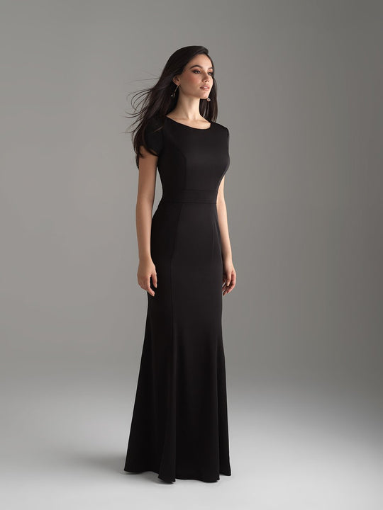 Madison James - 18-805M Fitted Jewel Neck Jersey Sheath Dress In Black